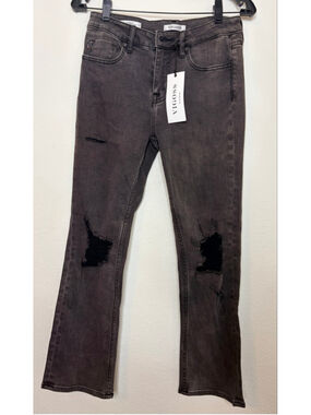 Women's Vigoss Gray Distressed Stevie Crop Straight Leg Jeans